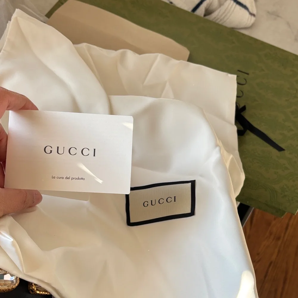 Gucci Black Ankle Boots with Gold Embellishments - Picture 5 of 7